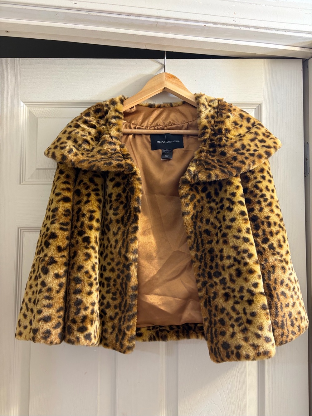 Moda International Faux Leopard Teddy Jacket - Gold & Black